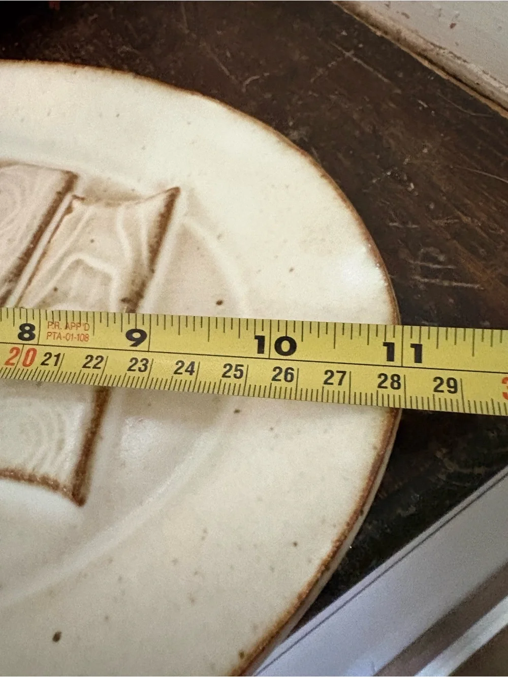 Vintage Primitive Studio Pottery Serving Plate/Platter Cream & Brown Wood Grain